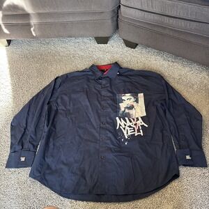 Makaveli Branded Long Sleeve Button Up Shirt Men's 3xl  Tupac Rose Concrete Y2K